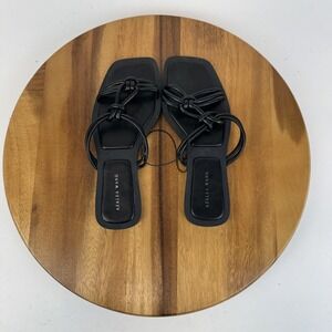 New NWOB Womens Azalea Wang Stetson Black Leather Slides Sandals Size‎ 9 M